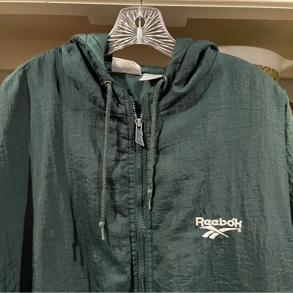 Vintage Reebok Emerald Green Embroidered Windbreaker - Size XL